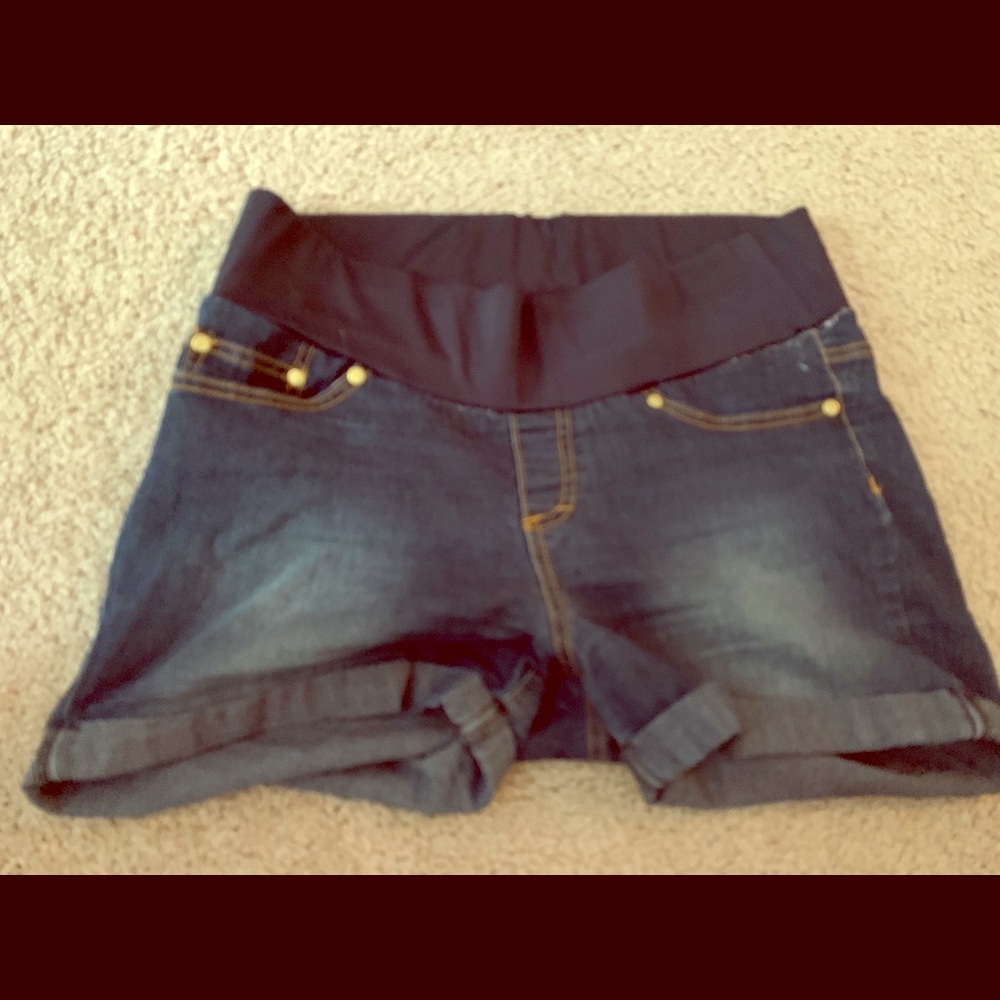 Blue jeans maternity shorts